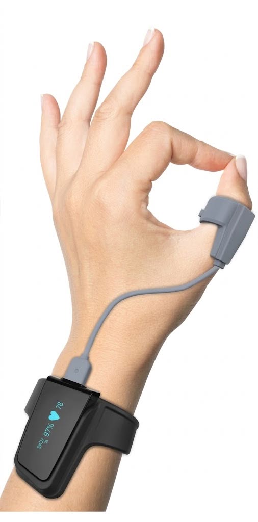 Client using an at-home sleep apnea test device
